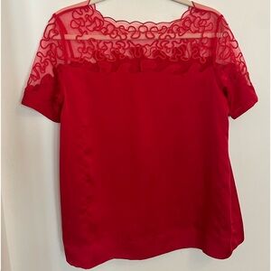 Red silk vintage artistic top ‼️snag on front